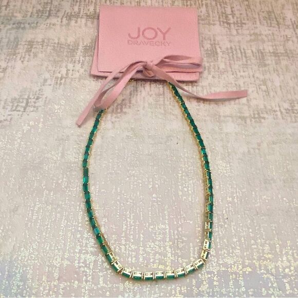 JOY DRAVECKY LOOKIN' FINE NECKLACE w/GREEN (Emerald) CUBIC ZIRCONIA STONES NWOT - Picture 3 of 9
